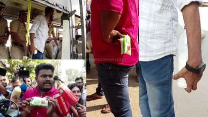 'ഗവര്ണര്ക്ക് ക്ഷീണം മാറ്റാൻ സംഭാരം': വീണ്ടും പ്രതിഷേധവുമായി എസ്എഫ്ഐ, പൊലീസെത്തി കസ്റ്റഡിയിലെടുത്തു