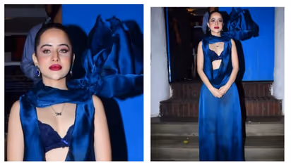 Urfi Javed dresses up in blue unusual outfit; Check out her pictures