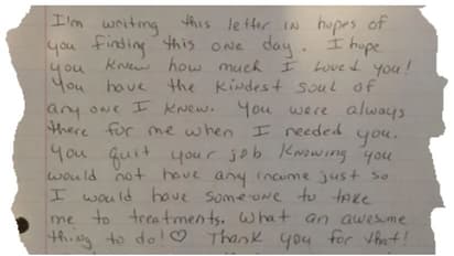 ക്യാന്‍സർ ബാധിച്ച് മരിക്കും മുമ്പ് അമ്മ മകനെഴുതിയ കത്ത്; ഈ അമ്മയും മകനും ഒരിക്കലും പിരിയില്ലെന്ന് സോഷ്യൽ മീഡിയ