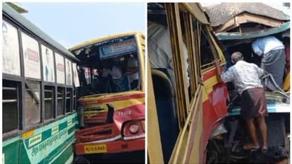 ബസുകൾ കൂട്ടിയിടിച്ച് 35 പേർക്ക് പരിക്ക്; അപകടം മാർത്താണ്ഡം മേൽപ്പാലത്തിൽ