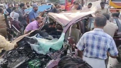 എംസി റോഡിൽ കെഎസ്ആർടിസി ബസും കാറും കൂട്ടിയിടിച്ച് അപകടം; ഒരാൾ മരിച്ചു, 2 പേർക്ക് ഗുരുതര പരിക്ക്