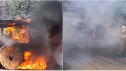 അപ്രതീക്ഷിതം! ഒറ്റപ്പാലത്ത് ഓടിക്കൊണ്ടിരുന്ന റോഡ് റോളർ, പെട്ടന്ന് പുക, തീ, പിന്നെ നിന്നുകത്തി; സംഭവം ഇങ്ങനെ