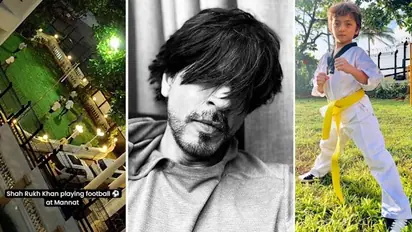 Shah Rukh Khan plays football with AbRam, Aaryan Khan at Mannat garden; video goes viral [WATCH]