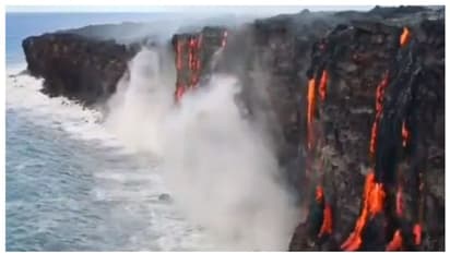 കണ്ണെടുക്കില്ല ; പസഫിക് കടലിലേക്ക് ഒഴുകി ഇറങ്ങുന്ന ലാവാ പ്രവാഹത്തിന്റെ വൈറല് വീഡിയോ !