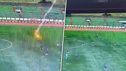 Footballer fatally hit by lightning during Indonesian match; Viral video unveils shocking incident (WATCH)
