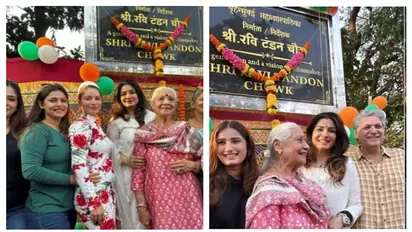 Raveena Tandon honours late father Ravi Tandon on his birthday; unveils chowk in Juhu [PICTURES]
