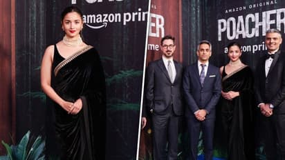 Photos: Alia Bhatt at Poacher’s London premiere; actress looks stunning in Sabyasachi saree