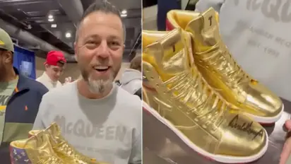 Russian CEO bags Donald Trump's autographed golden sneakers for approximately Rs 7.50 lakh (WATCH)