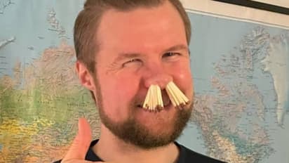 മൂക്കിൽ 68 തീപ്പെട്ടിക്കൊള്ളികളുമായി യുവാവ്, 'ഹേ പ്രഭു യെ ക്യാഹുവാ' എന്ന് നെറ്റിസൺസ്