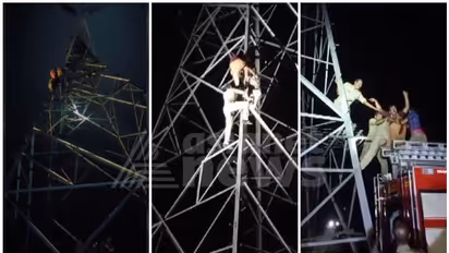 കയ്യിൽ പെട്രോളുമായി വൈദ്യുതി ടവറിൽ കയറി യുവാവ്; ഭാര്യ എത്തിയിട്ടും രക്ഷയില്ല, കാമുകിയെ കാണണമെന്ന് പിടിവാശി