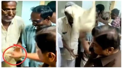 மீண்டும் சர்ச்சையில் சிக்கிய சூர்யாவின் தந்தை சிவகுமார்! சால்வே அணிவிக்க வந்த முதியவரை அவமதித்த வீடியோ!