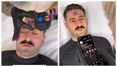 നെറ്റിയിൽ ക്യൂആർ കോഡ് ടാറ്റൂ; ഗൂഗിൾ പേ ആണോയെന്ന് സോഷ്യല് മീഡിയ, പക്ഷേ... !