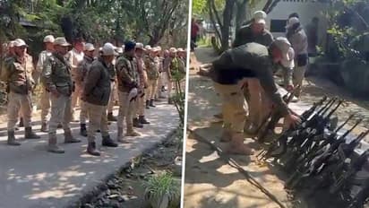 Day after 200 armed men storm ASP's house, some Manipur police commandos lay down arms in protest (WATCH)