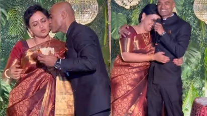 'ഇത് ജീവിതം മുഴുവനുമുള്ള ഇന്നിങ്സ്'; ലെനയെ ചേർത്തണച്ച് മുത്തം നൽകി പ്രശാന്ത്- വീഡിയോ