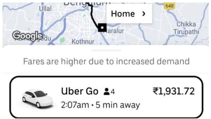 ബെംഗളൂരു അല്ലേ, ഫിക്സഡ് ഡിപ്പോസിറ്റ് ഉണ്ടല്ലോല്ലേ?  53 കിലോമീറ്ററിന് യൂബര്‍ ആവശ്യപ്പെട്ടത് 1930 രൂപ!