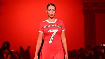 Georgina Rodriguez stuns with Man United-inspired 'Ronaldo 7' dress at Paris Fashion Week; See Photos