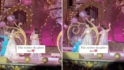 Nita Ambani, Isha Ambani dance to 'Ghar More Pardesiya' at Anant Ambani, Radhika’s sangeet celebrations-Video