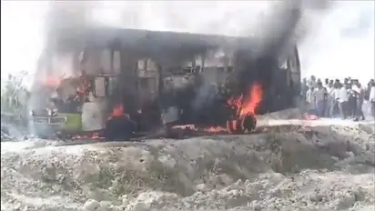 Uttar Pradesh: 5 killed as bus catches fire after contact with live wire in Ghazipur (WATCH)