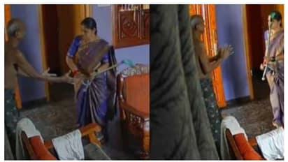 അമ്മായിയപ്പനെ വാക്കിങ് സ്റ്റിക്കുകൊണ്ട് അടിച്ചുവീഴ്ത്തി മരുമകള്, വിദേശത്തിരുന്ന് സിസിടിയിൽ ഭർത്താവ് കണ്ടു