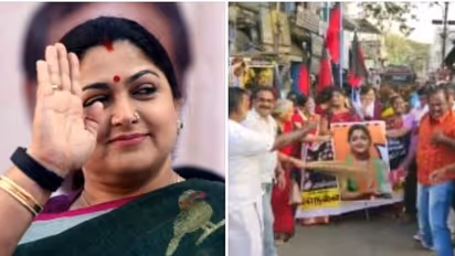 1000 ரூபாய் பிச்சை காசா.? குஷ்புவின் உருவ பொம்மையை செருப்பால் அடித்து போரட்டத்தில் இறங்கிய திமுக