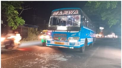 സ്വകാര്യ ബസിന് നേരെ കല്ലെറിഞ്ഞ് യുവാവ്; ചില്ല് പൂർണ്ണമായി തകർന്നു, സംഭവം പാലക്കാട്