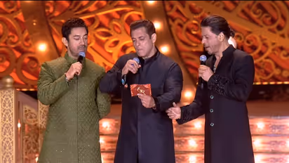 Shahruk khan Amir khan and Salman khan during pre wedding bash