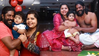 ഗുരുവായൂരിൽ കേദാറിന് ചോറൂണ്, മകന്റെ ഫോട്ടോ പങ്കിട്ട് നടി സ്നേഹയും ശ്രീകുമാറും