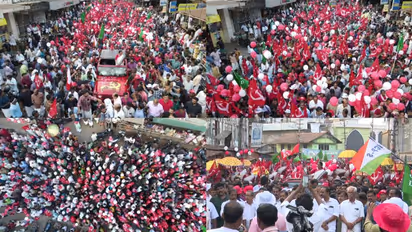 പേരാമ്പ്രയിൽ ആവേശത്തിരയിളക്കി ശൈലജ ടീച്ചറുടെ റോഡ് ഷോ, ശക്തിപ്രകടനവുമായി എൽഡിഎഫ്
