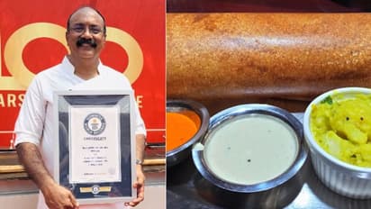 എങ്ങനെ മടക്കിയെന്തോ? 123 അടി നീളമുള്ള ദോശയുമായി മലയാളി ഷെഫ്