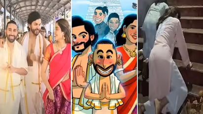WATCH: Janhvi Kapoor, Orry, Shikhar Pahariya climbs Tirupati Balaji Temple's steps, offer prayers