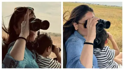Kareena Kapoor shares photos with son Jeh spotting wildlife with binoculars in Tanzania [PHOTOS]