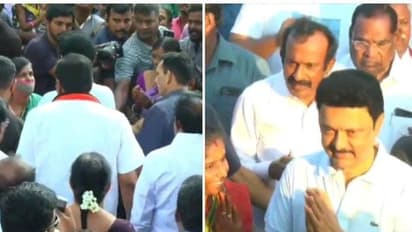 ரூ.1000 உரிமைத்தொகை கொடுக்கவில்லை என அரசு ஊழியரின் மனைவி வாக்குவாதம்-பொறுமையாக விளக்கம் அளித்த ஸ்டாலின்