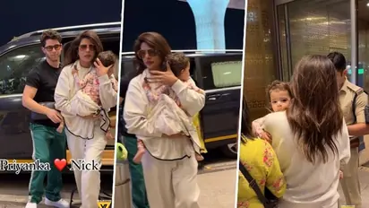 Priyanka Chopra, Nick Jonas jet off to LA with daughter Malti Marie; see video
