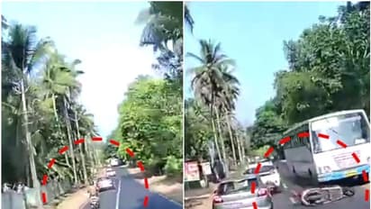 'ആയുസിന്റെ ബലം'; കണ്ണൂരില് സ്കൂട്ടര് യാത്രികൻ ബസിനടിയില് നിന്ന് രക്ഷപ്പെടുന്ന വീഡിയോ ശ്രദ്ധേയമാകുന്നു