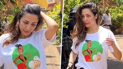 Malaika Arora turns heads with gym outfit; wears custom made doodled t-shirt [WATCH]