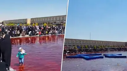 Iran to attack Israel? Video shows Imam Square water turns 'blood red' with Israeli insignia in middle (WATCH)