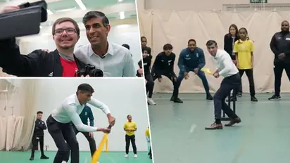 UK PM Rishi Sunak plays cricket with England team, bats against pace legend James Anderson (WATCH)
