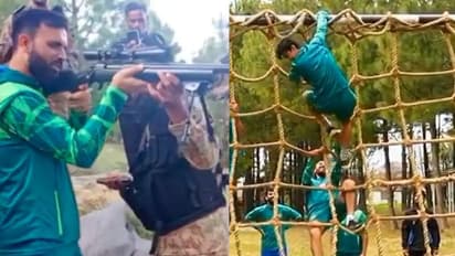 ലോകകപ്പിന് മുമ്പെ തോക്കെടുത്തും, കല്ല് ചുമന്ന് മല കയറിയും പാക് ടീമിന്റെ സൈനിക പരിശീലനം, അന്തംവിട്ട് ആരാധകർ