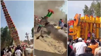 ഉത്സവത്തിനിടെ 100 അടി ഉയരമുള്ള കൂറ്റൻ രഥം തകര്ന്നുവീണു; പേടിപ്പെടുത്തുന്ന വീഡിയോ