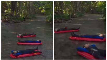 'ഒരിക്കല് പോകണം, ഇതു പോലെ ഒഴുകി....'; അരുവിയിലൂടെ സ്ലീപിംഗ് ബെഡില് ഒഴുകി പോകുന്നവരുടെ വീഡിയോ വൈറല്