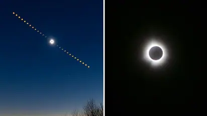 Total Solar Eclipse 2024: Netizens share stunning pictures, videos of rare celestial event | Check out