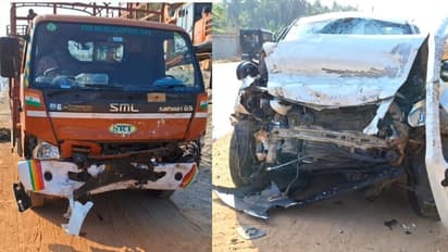 കോഴിക്കോട്ട് എയര്പ്പോര്ട്ടിലേക്ക് പോയ കാര് കോഴിവണ്ടിയിൽ ഇടിച്ചുകയറി, മൂന്ന് പേര്ക്ക് ഗുരുതര പരിക്ക്