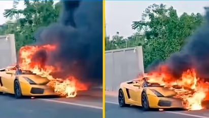 ಹಣ ಬಾಕಿ: 1 ಕೋಟಿ ಮೊತ್ತದ ಐಷಾರಾಮಿ ಲಂಬೋರ್ಗಿನಿ ಗಲ್ಲಾರ್ಡೊ ಕಾರಿಗೆ ಬೆಂಕಿ