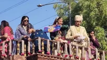 ജനങ്ങൾക്കിടയിലേക്ക് പണം വലിച്ചെറിഞ്ഞ് ധനിക ദമ്പതികൾ, സന്യാസം സ്വീകരിക്കുന്നതിന് മുമ്പുള്ള ഘോഷയാത്ര വൈറൽ