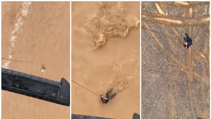 13 തെരച്ചിലുകൾ, 75 പേരെ രക്ഷിച്ചു; ഒമാനിൽ ഒഴുക്കിൽപ്പെട്ടവരെ എയര്ലിഫ്റ്റ് ചെയ്യുന്ന ദൃശ്യങ്ങൾ പുറത്തുവിട്ടു