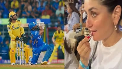 MI vs CSK மேட்சின் ஹைலைட்ஸே இதுதானாம் – லிப்ஸ்டிக் போட்டுக் கொண்டே போட்டியை பார்த்த கரீனா கபூர்!