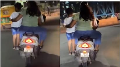 നഗരത്തിലെ തിരക്കിലൂടെ ചവിട്ടുപടിയിൽ കുഞ്ഞിനെ നിർത്തി ദമ്പതികളുടെ സ്കൂട്ടർ യാത്ര; വ്യാപക വിമർശനം, കേസ്