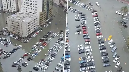 Dubai Floods: Drone footage reveals scores of submerged cars amidst historic rainfall (WATCH)