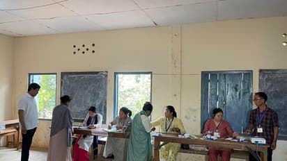 Conrad K Sangma queues to cast his vote 