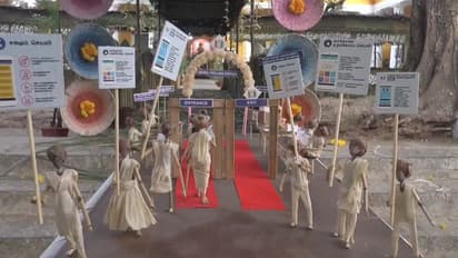 மோர், பதநீர் வழங்கி வாக்காளர்களுக்கு குளு குளு வரவேற்பு; புதுவையில் புதுமையான பசுமை வாக்குச்சாவடி